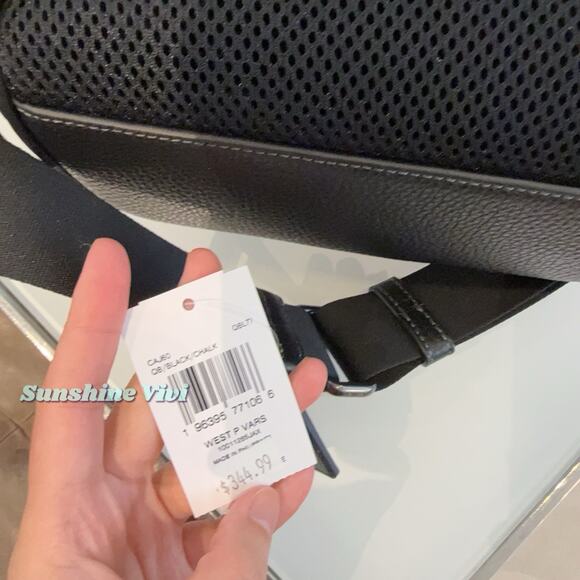 NWT COACH CAJ60 West Pack Varsity Motif Pebble Smooth Leather Black/Chalk - Picture 3 of 10